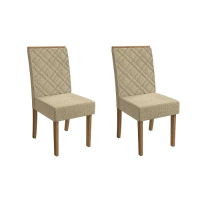 Cadeira Sala De Jantar Gardênia 2cad149 Madeirado Kit 2 Un Canela/boucle Bege - Kappesberg