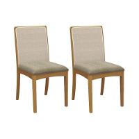 Cadeira Sala De Jantar Lara 2cmm007ca Premium Madeira Maciça Kit 2 Un Carvalho/boucle Bege Fendi/tela Bege - Kappesberg - 1
