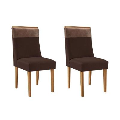 Cadeira Sala De Jantar Jaspe Kit 2 Un Naturalle/suede Marrom/ano Capuccino - Rufato
