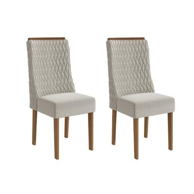 Cadeira Sala De Jantar Jasmim 2cad158 Madeirado Kit 2 Un Canela/linho Bege Caqui - Kappesberg