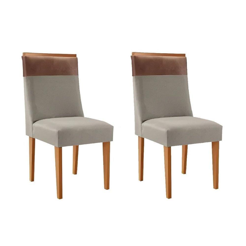 Cadeira Sala De Jantar Jaspe Kit 2 Un Naturalle/suede Capuccino/ano Capuccino - Rufato - 1