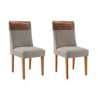 Cadeira Sala De Jantar Jaspe Kit 2 Un Naturalle/suede Capuccino/ano Capuccino - Rufato - 1