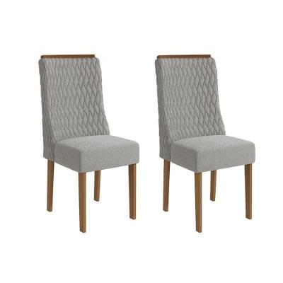 Cadeira Sala De Jantar Jasmim 2cad158 Madeirado Kit 2 Un Canela/boucle Cinza - Kappesberg