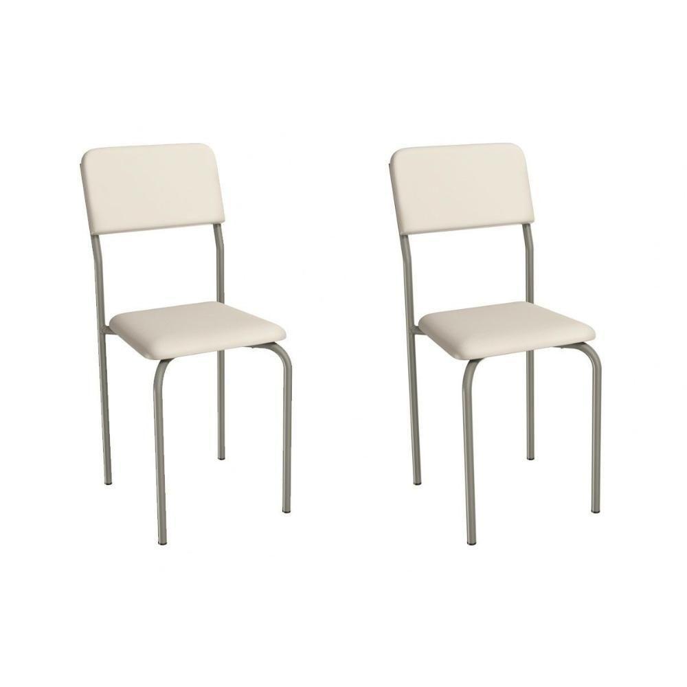 Cadeira Sala De Jantar Ibiza 2c133nk Aço Kit 2 Un Niquel/ano Bege - Kappesberg - 1