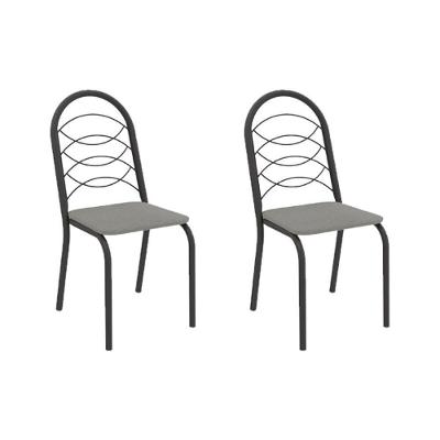 Cadeira Sala De Jantar Holanda 2c009prf Aço Kit 2 Un Preto/boucle Cinza - Kappesberg