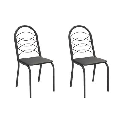 Cadeira Sala De Jantar Holanda 2c009prf Aço Kit 2 Un Preto/ano Preto - Kappesberg
