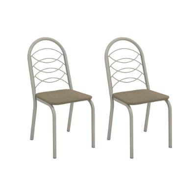 Cadeira Sala De Jantar Holanda 2c009nk Aço Kit 2 Un Niquel/boucle Bege Fendi - Kappesberg