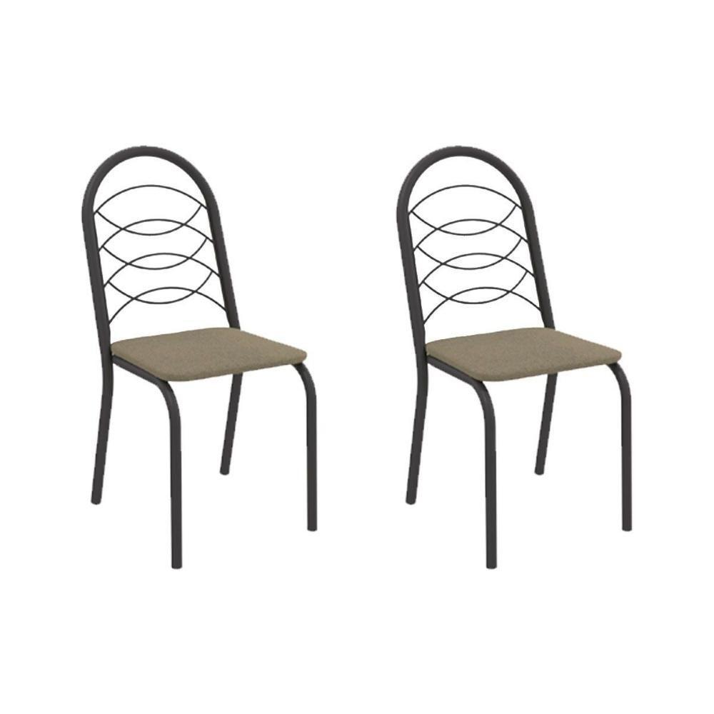 Cadeira Sala De Jantar Holanda 2c009prf Aço Kit 2 Un Preto/boucle Bege Fendi - Kappesberg - 1