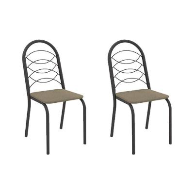 Cadeira Sala De Jantar Holanda 2c009prf Aço Kit 2 Un Preto/boucle Bege Fendi - Kappesberg