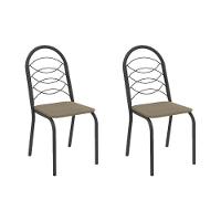 Cadeira Sala De Jantar Holanda 2c009prf Aço Kit 2 Un Preto/boucle Bege Fendi - Kappesberg - 1