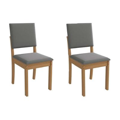 Cadeira Sala De Jantar Luna 2cad160 Madeirado Kit 2 Un Canela/suede Cinza - Kappesberg