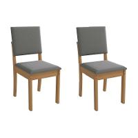 Cadeira Sala De Jantar Luna 2cad160 Madeirado Kit 2 Un Canela/suede Cinza - Kappesberg - 1