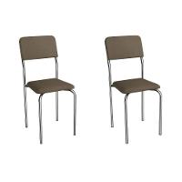 Cadeira Sala De Jantar Ibiza 2c133cr Aço Kit 2 Un Cromado/suede Cappuccino - Kappesberg - 1