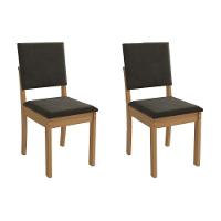 Cadeira Sala De Jantar Luna 2cad160 Madeirado Kit 2 Un Canela/suede Grafite - Kappesberg - 1