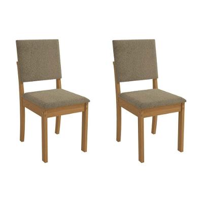 Cadeira Sala De Jantar Luna 2cad160 Madeirado Kit 2 Un Canela/boucle Bege Fendi - Kappesberg