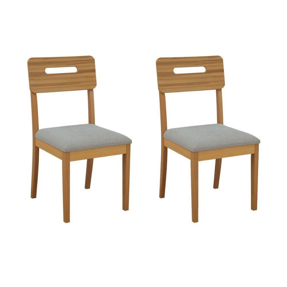 Cadeira Sala De Jantar Lila 2cmm011ca Premium Madeira Maciça Kit 2 Un Carvalho/boucle Cinza - Kappesberg - 1