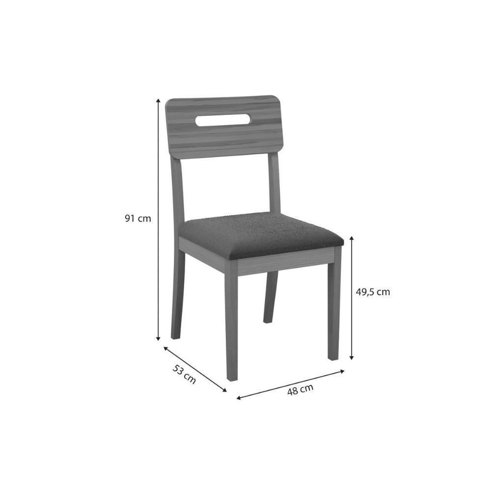 Cadeira Sala De Jantar Lila 2cmm011ca Premium Madeira Maciça Kit 2 Un Carvalho/boucle Cinza - Kappesberg - 2