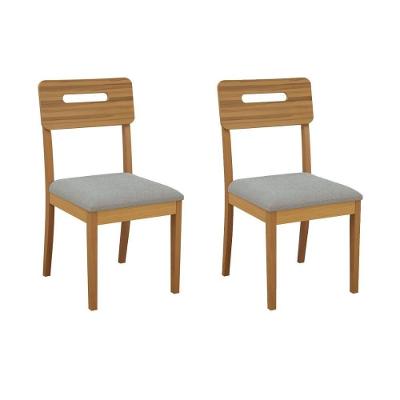 Cadeira Sala De Jantar Lila 2cmm011ca Premium Madeira Maciça Kit 2 Un Carvalho/boucle Cinza - Kappesberg
