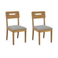 Cadeira Sala De Jantar Lila 2cmm011ca Premium Madeira Maciça Kit 2 Un Carvalho/boucle Cinza - Kappesberg - 1