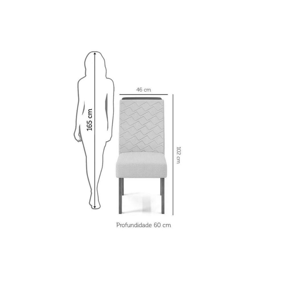 Cadeira Sala De Jantar Lidia Kit 2 Un Cedro/linho Neve Bege - Dj Móveis - 2