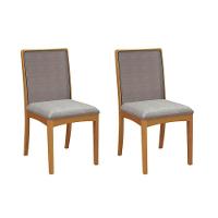 Cadeira Sala De Jantar Lara 2cmm009ca Premium Madeira Maciça Kit 2 Un Carvalho/linho Cinza/tela Grafite - Kappesberg - 1