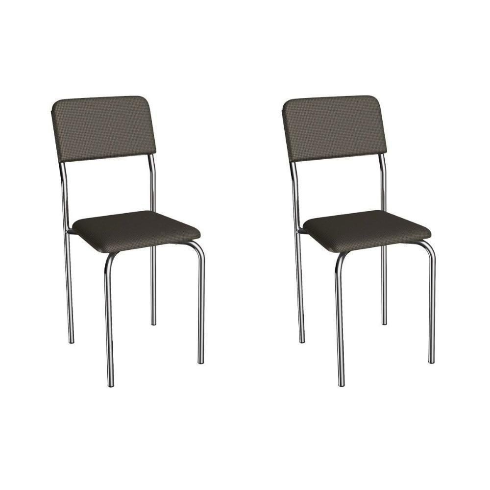 Cadeira Sala De Jantar Ibiza 2c133cr Aço Kit 2 Un Cromado/ano Marrom - Kappesberg - 1