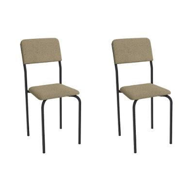 Cadeira Sala De Jantar Ibiza 2c133cr Aço Kit 2 Un Cromado/boucle Bege Fendi - Kappesberg
