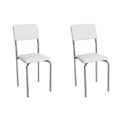 Cadeira Sala De Jantar Ibiza 2c133cr Aço Kit 2 Un Cromado/ano Branco - Kappesberg