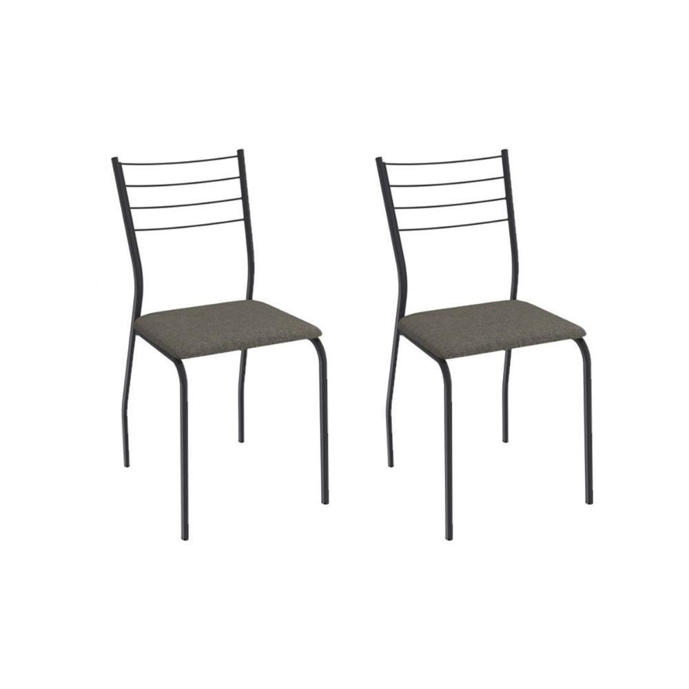 Cadeira Sala De Jantar Malta 2c140prf Aço Kit 2 Un Preto/linho Escuro - Kappesberg - 1