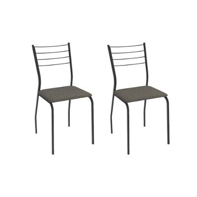 Cadeira Sala De Jantar Malta 2c140prf Aço Kit 2 Un Preto/linho Escuro - Kappesberg