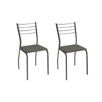 Cadeira Sala De Jantar Malta 2c140prf Aço Kit 2 Un Preto/linho Escuro - Kappesberg - 1