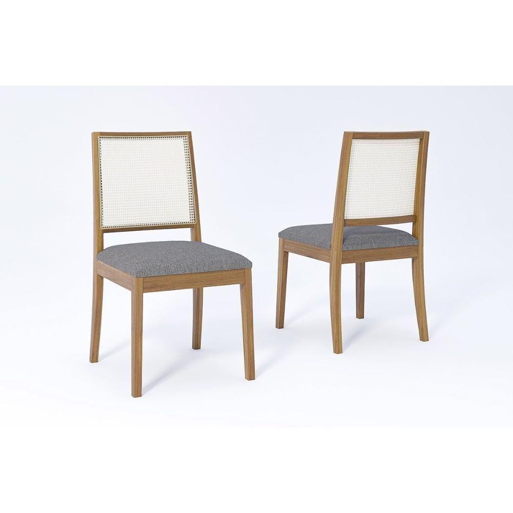 Cadeira Sala De Jantar Marcela Kit 2 Un Carvalho/linho Grafite - Cimol - 1