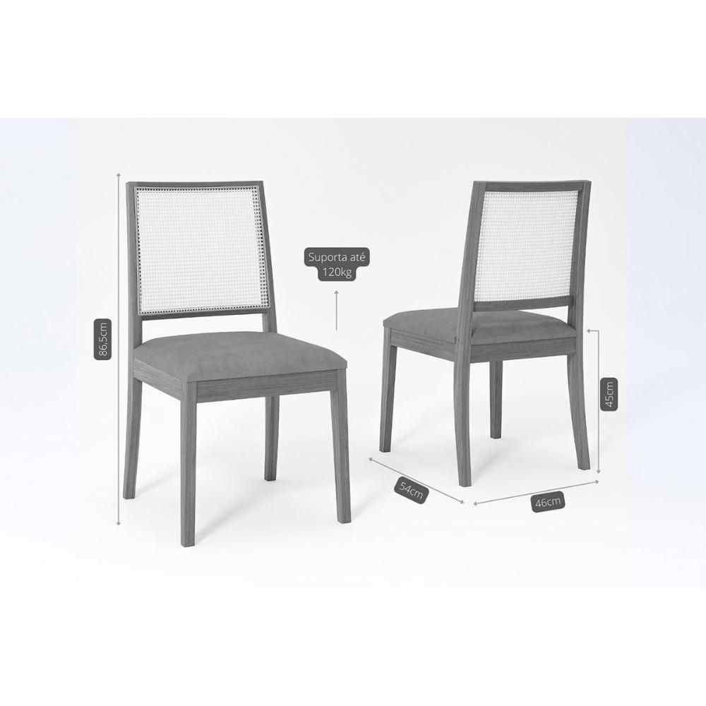 Cadeira Sala De Jantar Marcela Kit 2 Un Carvalho/linho Grafite - Cimol - 3