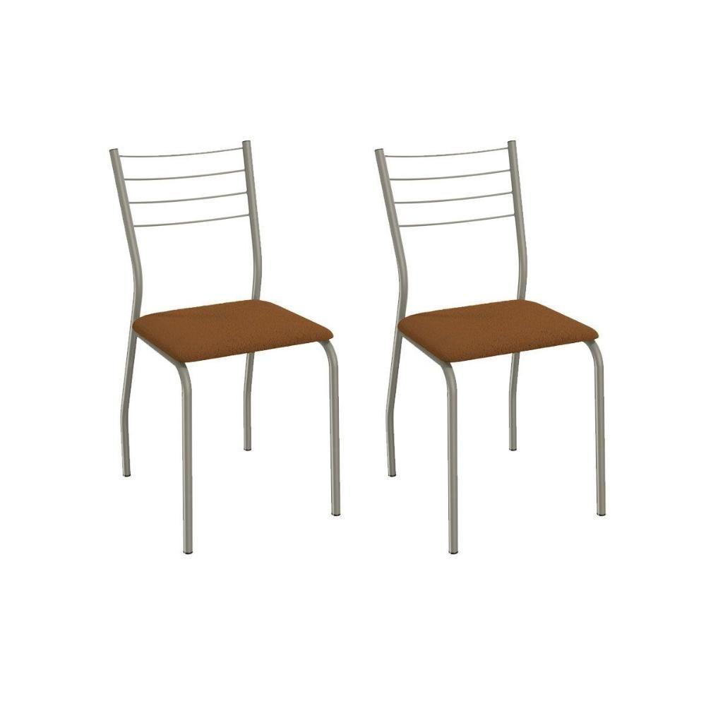 Cadeira Sala De Jantar Malta 2c140nk Aço Kit 2 Un Niquel/linho Escuro - Kappesberg - 1