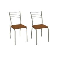 Cadeira Sala De Jantar Malta 2c140nk Aço Kit 2 Un Niquel/linho Escuro - Kappesberg - 1