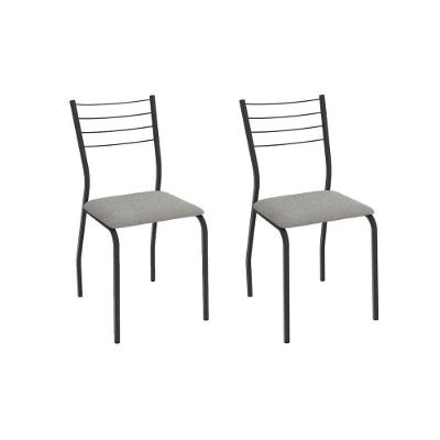 Cadeira Sala De Jantar Malta 2c140prf Aço Kit 2 Un Preto/boucle Cinza - Kappesberg