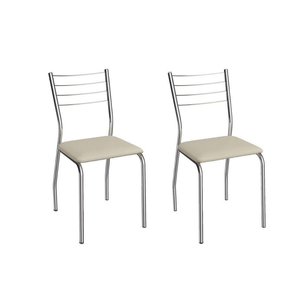 Cadeira Sala De Jantar Malta 2c140cr Aço Kit 2 Un Cromado/ano Bege - Kappesberg - 1