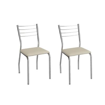 Cadeira Sala De Jantar Malta 2c140cr Aço Kit 2 Un Cromado/ano Bege - Kappesberg