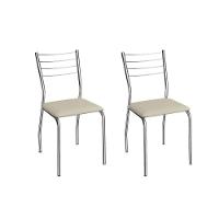 Cadeira Sala De Jantar Malta 2c140cr Aço Kit 2 Un Cromado/ano Bege - Kappesberg - 1