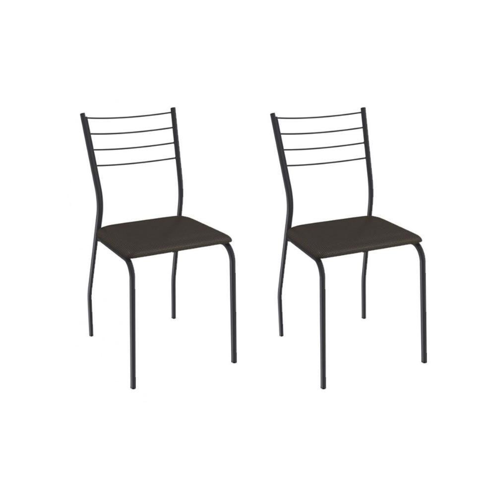 Cadeira Sala De Jantar Malta 2c140prf Aço Kit 2 Un Preto/ano Marrom - Kappesberg - 1