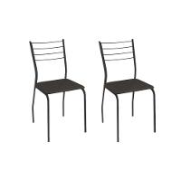 Cadeira Sala De Jantar Malta 2c140prf Aço Kit 2 Un Preto/ano Marrom - Kappesberg - 1