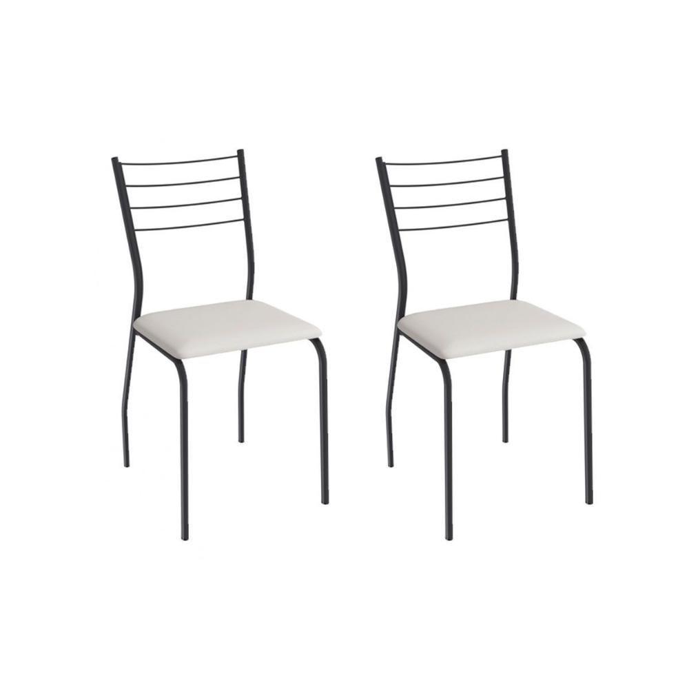 Cadeira Sala De Jantar Malta 2c140prf Aço Kit 2 Un Preto/ano Branco - Kappesberg - 1