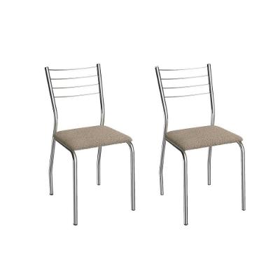 Cadeira Sala De Jantar Malta 2c140cr Aço Kit 2 Un Cromado/boucle Bege Fendi - Kappesberg