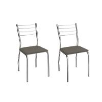 Cadeira Sala De Jantar Malta 2c140cr Aço Kit 2 Un Cromado/linho Escuro - Kappesberg - 1