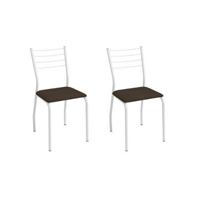 Cadeira Sala De Jantar Malta 2c140br Aço Kit 2 Un Branco/suede Capuccino - Kappesberg