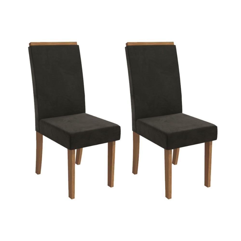 Cadeira Sala De Jantar íris 2cad142 Madeirado Kit 2 Un Canela/suede Grafite - Kappesberg - 1