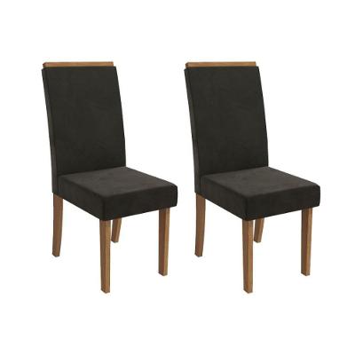 Cadeira Sala De Jantar íris 2cad142 Madeirado Kit 2 Un Canela/suede Grafite - Kappesberg