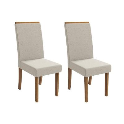 Cadeira Sala De Jantar íris 2cad142 Madeirado Kit 2 Un Canela/linho Bege Caqui - Kappesberg