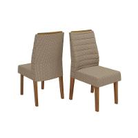 Cadeira Sala De Jantar Ondina Kit 2 Un Freijo/linho Bege - Dj Móveis - 1