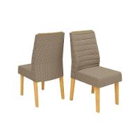 Cadeira Sala De Jantar Ondina Kit 2 Un Cedro/linho Bege - Dj Móveis - 1